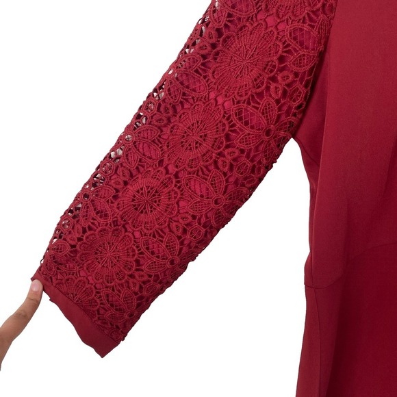 Nwt Downeast Burgundy Dress Women’s Zip-Up Closure w Lace 3/4 Sleeve A-line Sz L - Picture 6 of 9